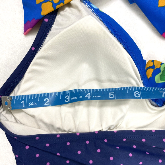 Matilda Jane Swimsuit Womens Medium Blue Polka Dot Floral Bathing Suit 1‎ Piece - Picture 6 of 9